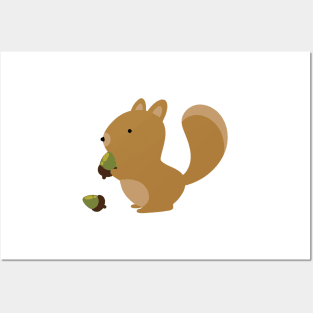 Cute Squirrel Eats Acorn Posters and Art